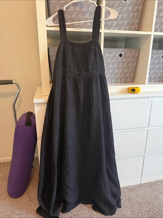 Francesca Bettini Dresses & Skirts - Black Linen Maxi Dress with Square Neck